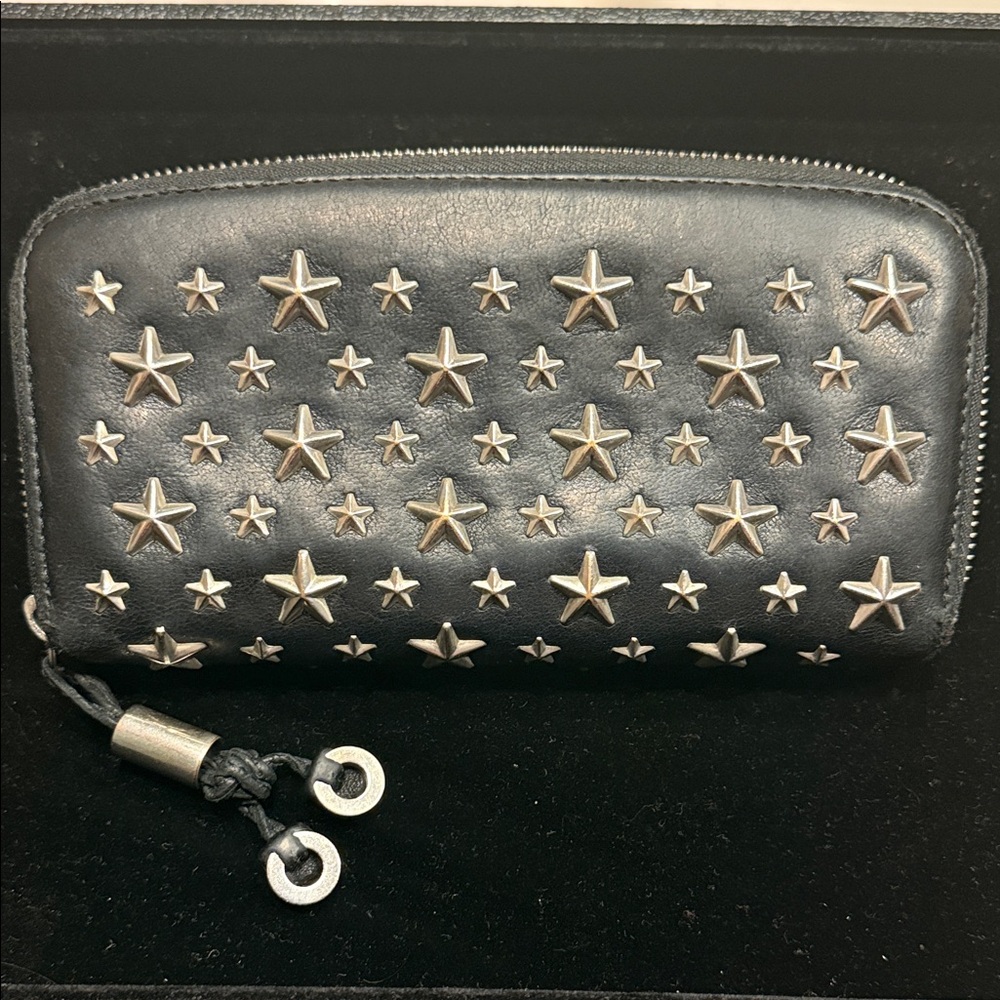 Jimmy Choo Black Wallet with Silver Star Studs - Picture 1 of 16